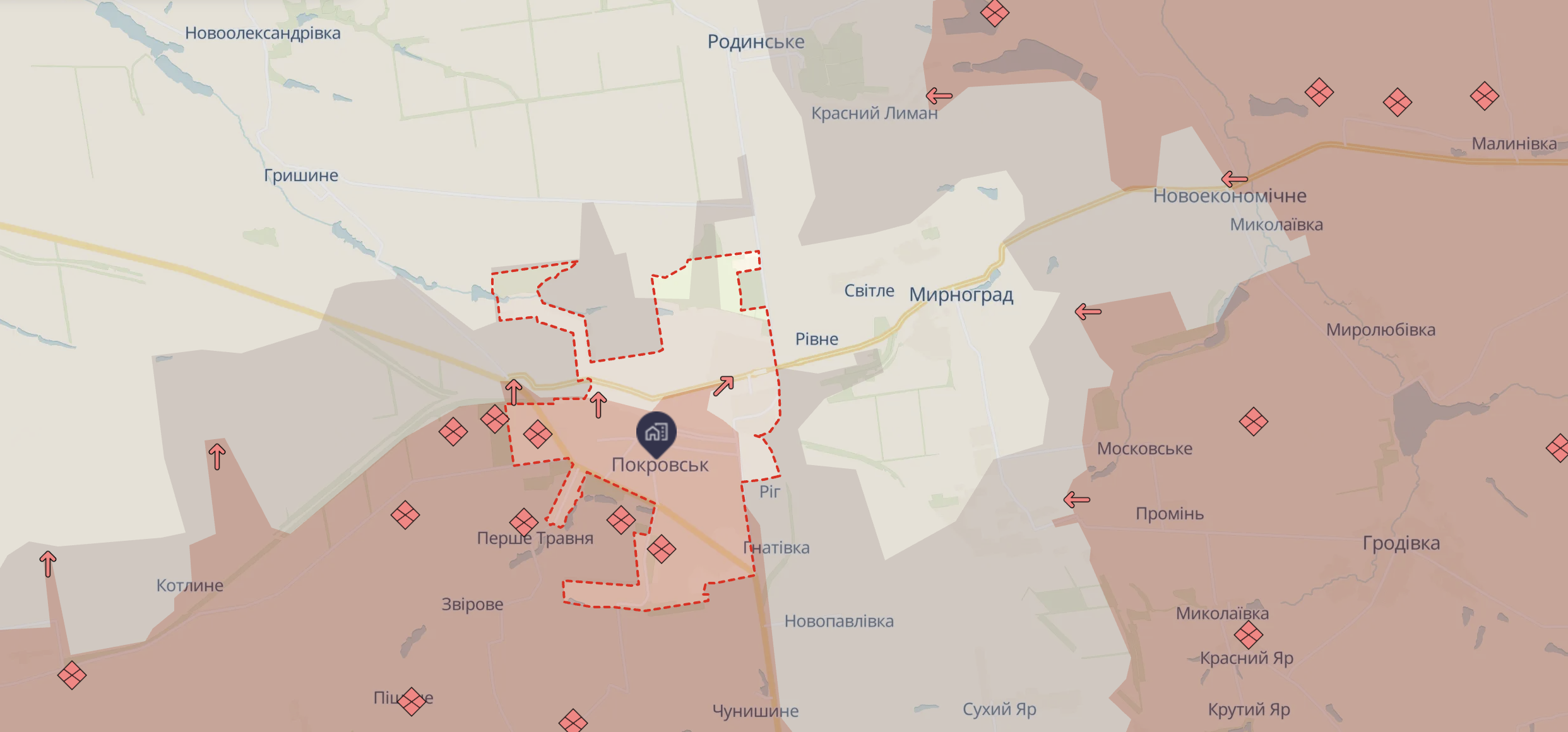 Орієнтовна карта бойових дій станом на 4 грудня о 23:22